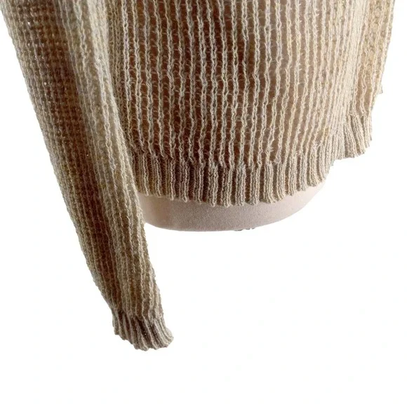 Eileen Fisher Natural Beige Crochet Crew Neck Linen-Wool Sweater Size Medium EUC - Picture 7 of 8